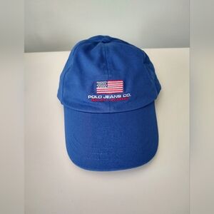 Vintage Ralph Lauren Polo Jeans Company American Flag Baseball Cap Preppy Blue